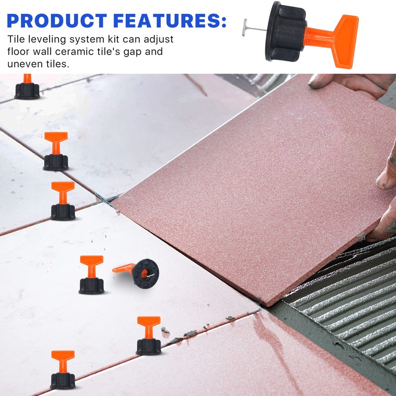 Reusable 1/16" Tile Leveling System Kit (300pcs) w/ 1500 1/8"