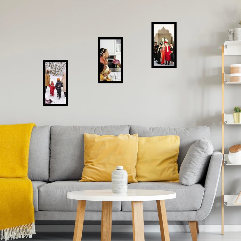 JCJMY 6x12 Picture Frame Black for Wall Hanging, Wall Mounting