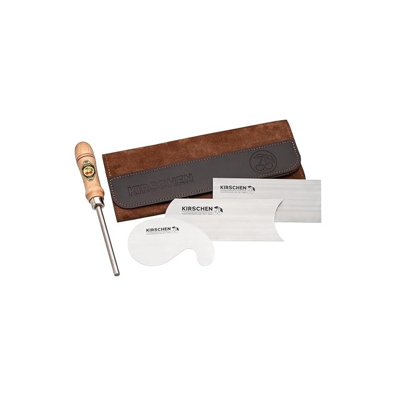 Kirschen 3823001 3-piece drawing blade set, brown, with leather bag,