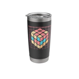 Vintage Puzzle Cube Geometric Speedcuber 1980's Cool Math Stainless Steel Insulated Tumbler