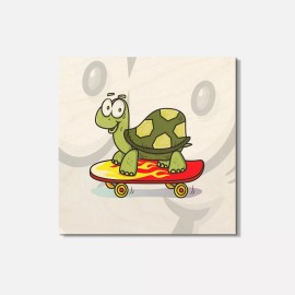 Unbranded Funny Turtle Skateboard Animal 4'' X 4'' Square Wooden Coaster