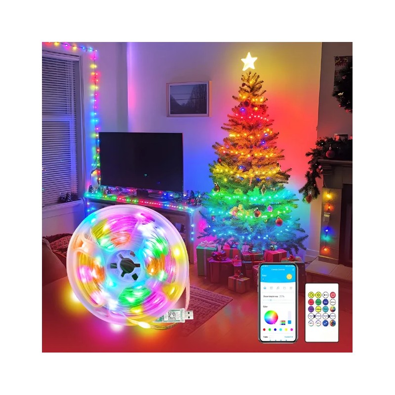 15M/Roll Energy-Saving for Fairy Lights Remote App Control Dimmable White