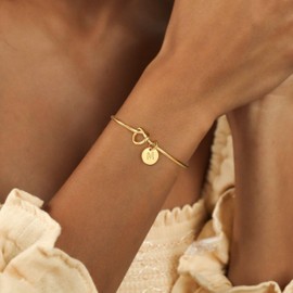 Turandoss Bracelets for Women - Knot Bracelet, Dainty Charm Initial Letter V Bracelet, Jewelry for Women