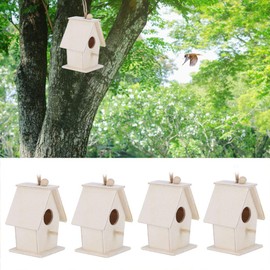 Zerodis Casa para Pájaros, 4 Piezas, Decoración de Jardín, Caja Nido Al Aire Libre, Casa Colgante para Pájaros