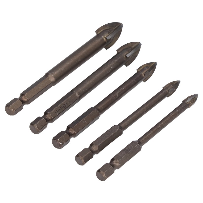 5Pcs Cross Hex Drill Bit Carbide Glass Drills Bits Concrete