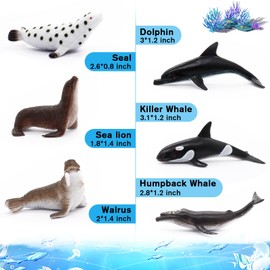 Fun Gift Sea Animal Toy, Animal Sea Figures Ocean Toy for Kids, 12 PCS Includes Great White Shark, Dolphin