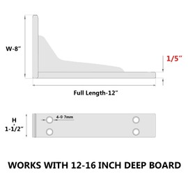 NEODROP 12 Inch Heavy Duty Shelf Brackets, Premium Metal Wall Bracket for Mantel, Countertop Support, Garage Storage Shelves | High Strength Corner Brace | 8-Pack Floating Shelf Hardware