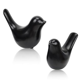 Estatuas de Pájaros Pequeñas, Escultura de Animales Cerámica Decorativas, Small Birds Statues Estilo Moderno, Aesthetic Adornos Decoración para Sala, Recámara, Computadora de Oficina, Armarios-Negro