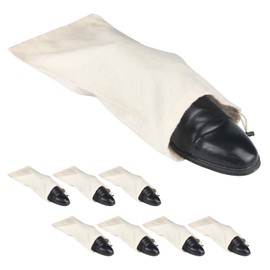 PlasMaller Shoe Storage Bags 100% Cotton with Drawstring For Men and Women for Travel Protecting and Storing Shoes (Beige, Set of 8)