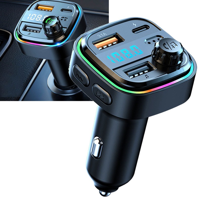 FM Transmitter Dual USB 1 Type C Multi Protection RGB