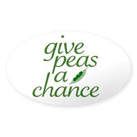 CafePress Give Peas A Chance (New) Oval Sticker Oval Car Bumper Sticker