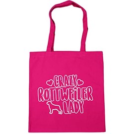 Hippowarehouse Crazy Rottweiler lady dog Tote Shopping Gym Beach Bag 42cm x38cm, 10 litres