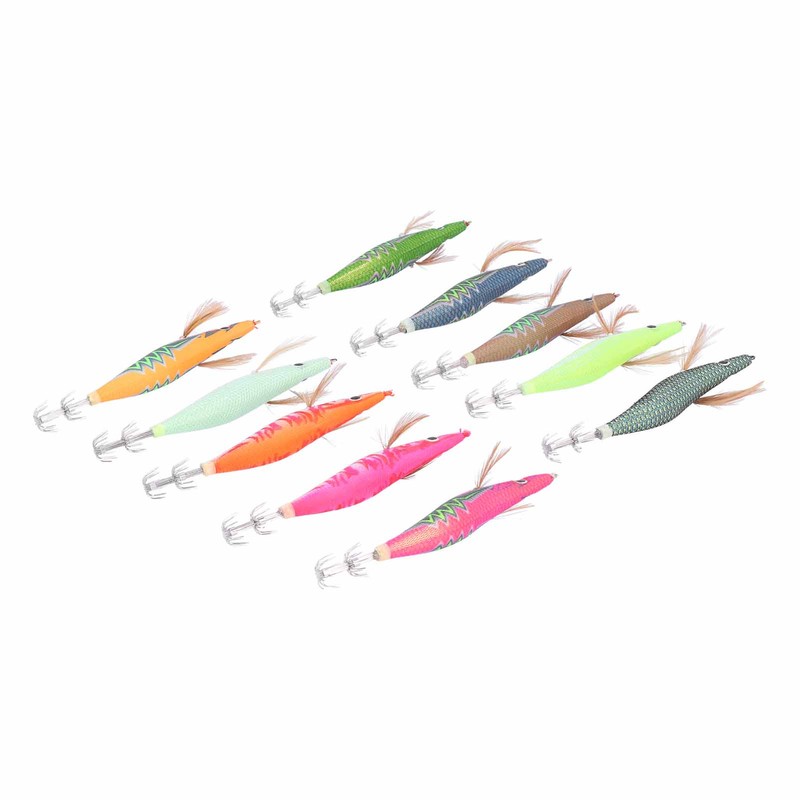 10pcs Squid Jig Hook Hard Fishing Lures Luminous Wood Fishing