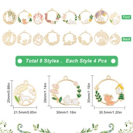 SUNNYCLUE Cat Flowers, 32 Pieces, 8 Types, Cat Charm, Rabbit, Charm, Japanese Style, Charm, Enamel Deer, Pendant, Cherry Blossom, Moon Parts, Flowers, Elk, Piercing, Cat Petals, Peach Blossoms,