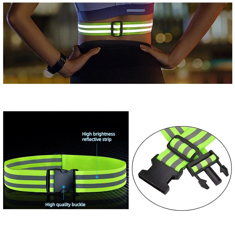 SquEqu 2 Pack Reflective Sash Elastic Stretchy Reflective Bands High