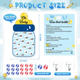 WinnerWhy Baby Shower Party Game Baby Bottle Dart Board with 20 Sticky Balls Toss That Baby Bottles Baby Shower Party Favors