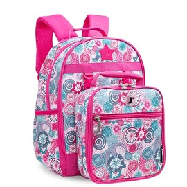 J World Duet Kids Backpack & Lunch Box Set For Boys & Girls Pre-K to Elementary School, Blue Raspberry