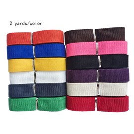 Cotton Webbing 1.5 Inch 24 Yards 12 Colors Mediumweight Polyester Cotton Strap Webbing for Cloth Tote Bags Leash Straps DIY Crafts Outdoor Accessories (1.5 Inch-24 Yards-813, Mixed Color 9)