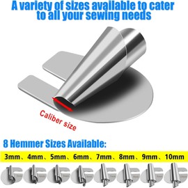 JCZD 8Pcs Universal Sewing Rolled Hemmer Foot (3/4/5/6/7/8/9/10MM), Rolled Hem Hammer Foot for Sewing Machine, Rolls Hemming Attachement Rolled Seam Presser Foot, Sewing Accessories & Tools