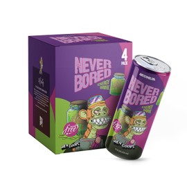 NEVER BORED | Energy Drink Orange Flavor | Pre Workout Sugar-Free Natural Caffeine | Vegan Gluten-Free | 4 Pack x 4 Cans