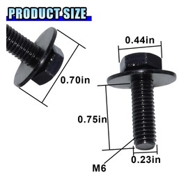 DUSCOKE 40PCS M6-1.0 x 24mm Hex Head SEMS Bolts - Automotive Body Bolts Screws Fastener Kit for Car Bumpers Fenders Splash Shield Under Cover Hood, M6-1.0 Bolt with 17.8mm Washer (40PCS)