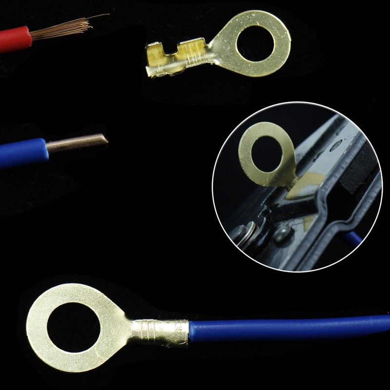 Samcos Terminal Set, C-Shaped, Round Connector Kit, Bare Crimp Terminals,