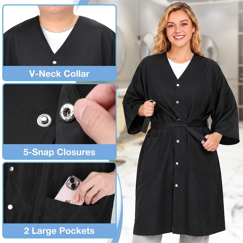 Salon Client Gown Capes, Hair Stylist Smock with 2 Pockets,