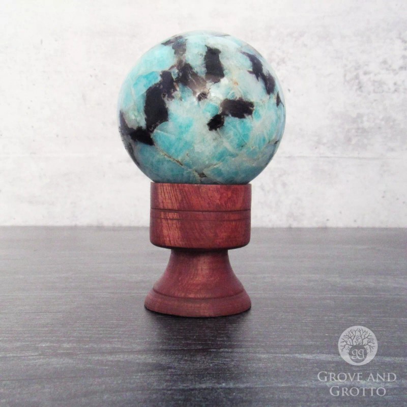 NEW Round Wood Crystal Ball Stand 2" Display for Spheres
