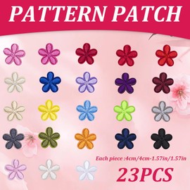 Pack of 23 Colourful Flower Iron-On Patches, Daisy Iron-On Patches, Clothing Decoration Patches, Fabric Repair Patches, DIY Decorative Patches