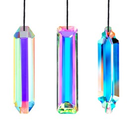 Pack of 3 12 cm Suncatcher Crystal, Crystal Prism for Hanging, AB Colourful Sun Catcher Crystal, Sun Catcher for Hanging Light, Ornament, Window, Pendant, Garden