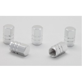 5x Valve Caps Aluminium Hexagonal Square Hexagonal Colour: Silver Chrome Valve Cap with Seal Aluminium VSE