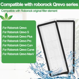 Pack of 4 Hepa Filters Compatible with Roborock Qrevo S/Qrevo Plus/Qrevo Curv/Qrevo Pro/Qrevo MaxV/Qrevo Curve Robot, 2 Side Brushes Replacement Parts Accessories Compatible with Roborock Vacuum
