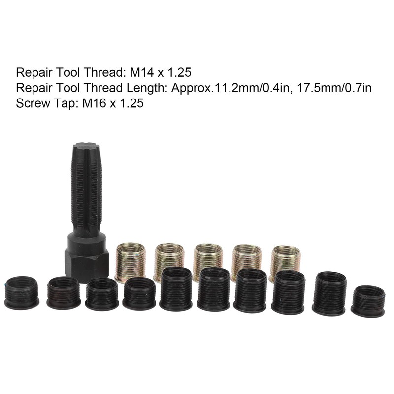 Spark Plug Thread Repair Kit, M14x1.25 Spark Plug Thread Repair