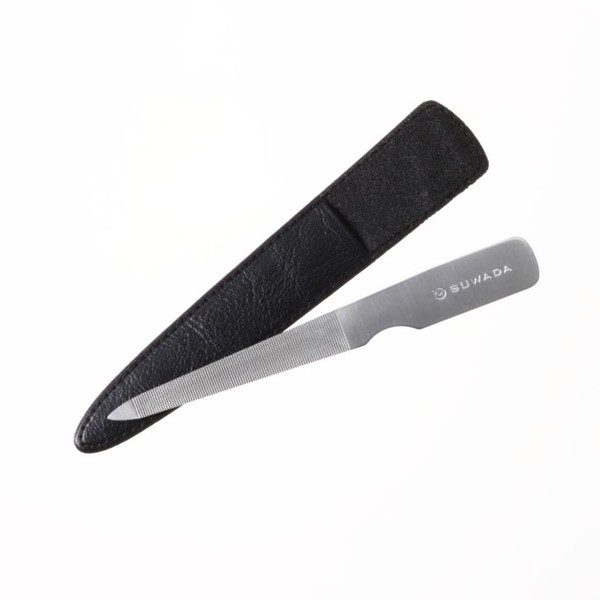 SUWADA Stainless Steel Nail File 4.3 inches (110 mm) with Case (Black) Made in Japan