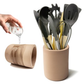 DiatZeno Kitchen Utensil Holder, Large Quick Dry Utensil Crock, Stable Diatomaceous Utensil Organizer, Cooking Tool Organizer Set for Kitchen Counter Farmhouse Decor