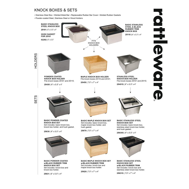 Rattleware Stainless Steel Knock Box | Heavy-Duty Espresso Grounds Container,
