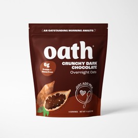 Oath Oats Crunchy Dark Chocolate - Overnight Oats - Vegan, Gluten Free, Plant-Based, High Protein, Clean Ingredients, 11.6 OZ (Pack of 1)