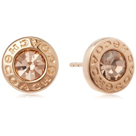 Coach Outlet F54516 Women's Open Circle, Stone, Brass, Stud Earrings, Rose Gold, Rose Gold Brass