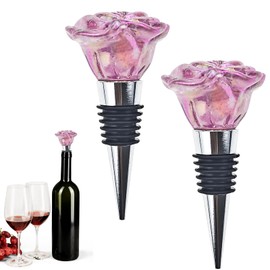 2 PACK Rose Wine Stopper, Bottle Stopper Wine Saver, Reusable Wine Corks For Beverage, Wine Preserver Wine Saver Keep Wine Fresh Wine Accessories Gifts for Wine Lovers, Wedding Favors (Style 2)