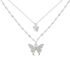 925 Sterling Silver Butterfly Necklace for Women Double Layer Clavicle