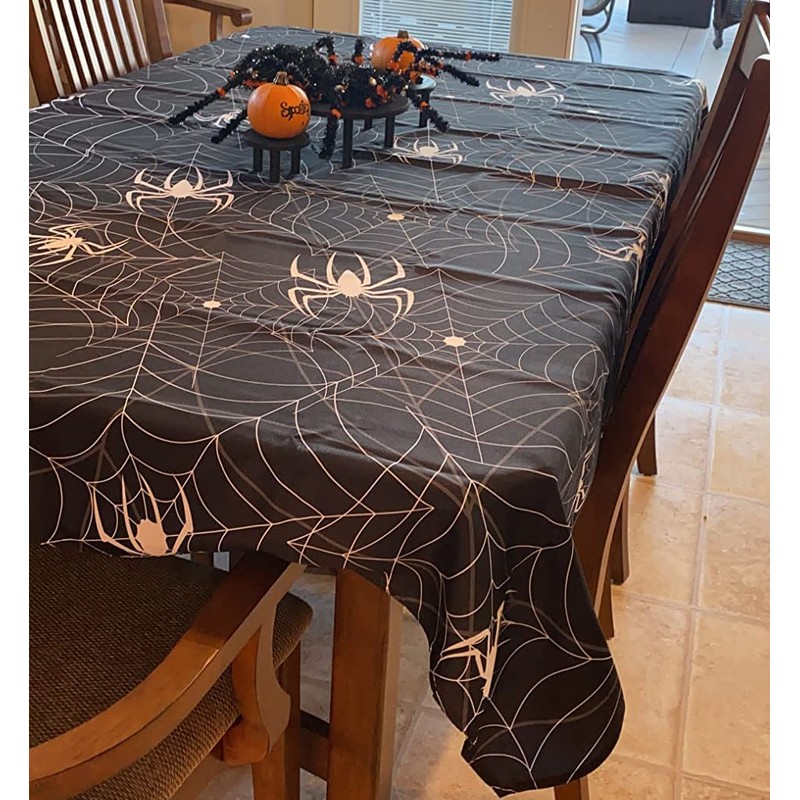 Jwssor Halloween Tablecloth,274x130cm Waterproof Spider Tablecloth for Halloween Party Decoration