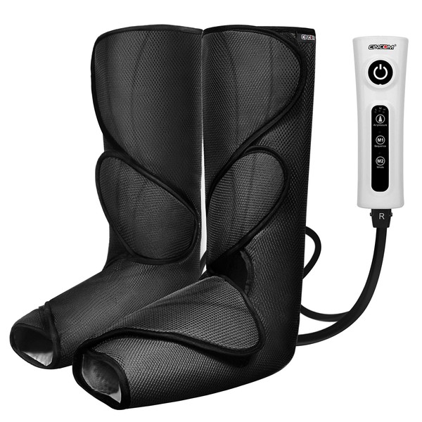 CINCOM Leg Massager for Circulation and Pain Relief, Air Compression Foot and Calf Massager Helpful for Relaxation, Swelling and Edema Gifts for Mom and Dad (with 2 Extensions)