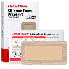 FRESINIDER 4"x8"（Pack of 10) Silicone Foam Wound Dressing - Waterproof Adhesive Bandages with Bordered - Super Absorbent & Breathable for Optimal Wound Care