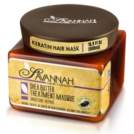 Savannah Deep Conditioning Hair Mask – Restores Shine & Softness to Dry, Curly, or Chemically Treated Hair – Anti-Frizz, Hydrating Formula with Keratin & Shea Butter – 500ml (16.9 oz)