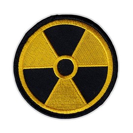 Motorcycle Jacket Embroidered Patch - Radioactive Nuclear Symbol (Yellow, Black) - Vest, Cut, Leathers - 3" Round