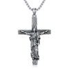 PYTALI Jesus Cross Necklace for Men S925 Sterling Silver Jesus