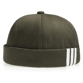 Initlove Mens Docker Hat Beanie Cap Vintage Brimless Sailor Hat for Street Hip Hop Stripe Green
