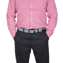 Lovionus89 Men's Golf Belt, Width 3.4 cm, Adjustable Woven Braided Stretch Belt for Casual Jeans, Grey Khaki