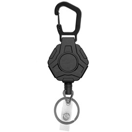 ZCOINS 1 Pack Retractable Keychain Heavy Duty Carabiner Badge Holder, ID Badge Holder Reel with Steel Retractable Cord, Outdoor Automatic Wire Rope Tactical Keychain Accessories for Men
