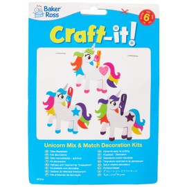 Baker Ross AT310 Unicorn Mix & Match Decoration Kits, Ideal for Kids and Crafts (Pack of 6), Assorted